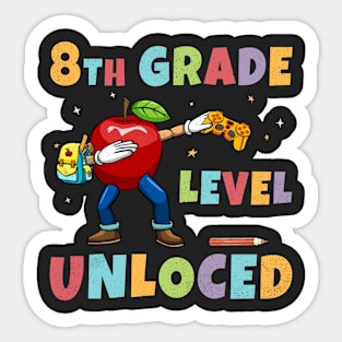 8th Grade Level Unlocked 1st Day Of School Video Gaming Lovers Sticker